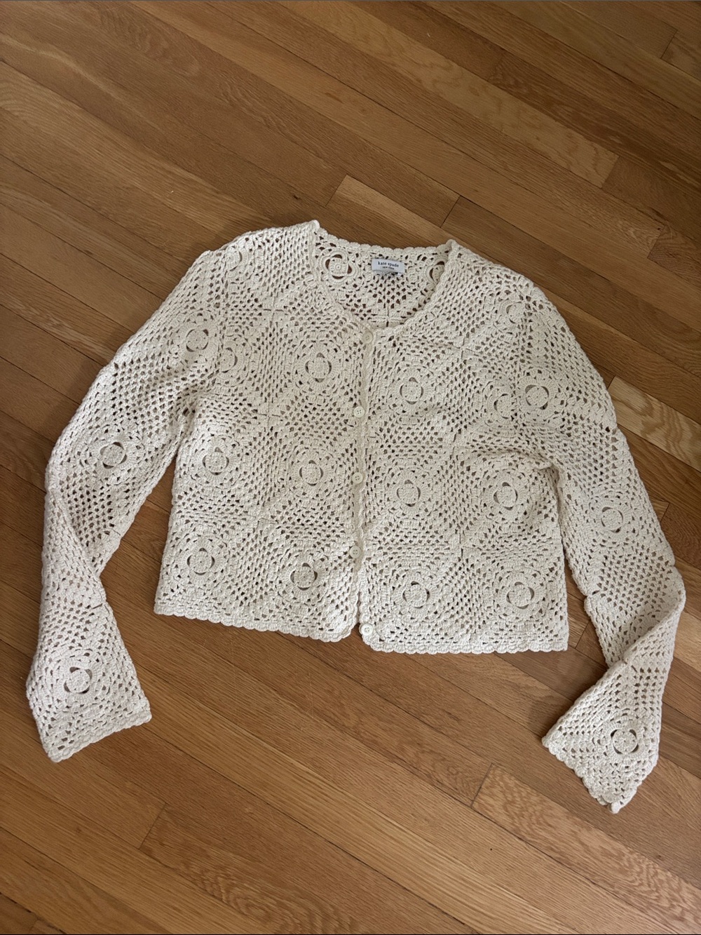 kate spade Cream Crochet Openwork Cardigan